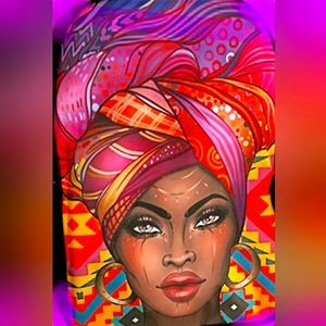 African American Traditional Women  School Backpack Black Art Bookbag